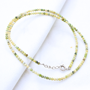 Calcédoine jaune naturelle en argent sterling 925 faite à la main perles rondes à facettes collier de guérison du plexus solaire Chakra - Product Image 1