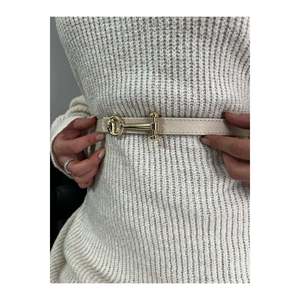 Ceinture fine pour femme avec boucle longue, ceinture pour veste, ceinture pour chemise, ceinture pour robe - Beige-doré - Product Image 4