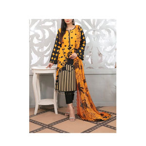 Les plus tendances nouveauté pakistanaise vêtements en lin décontractés Salwar avec Kameez pour femme fabriqué au Pakistan matériel de soie pour les fêtes - Product Image 1