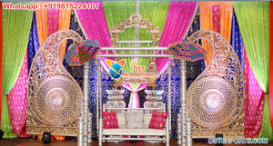 Plans de décoration de scène Mehndi les plus récents et à la mode HEENA FUNCTION STAGE DECOR PUNJABI CULTURAL MEHNDI STAGE DECOR USA GROS - Product Image 5