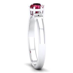 Bague de fiançailles REYES Elegance en or massif 14 carats avec diamant certifié IGI, taille ronde, 0,5 carat, pierre précieuse rubis, cadeau de mariage, bijoux fins - Product Image 3