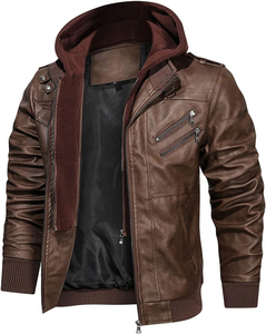 Veste en cuir et toile pour homme en couleur marron - Exportation du Pakistan Nouveau design tendance Fait à la main Cuir véritable Conception OEM - Product Image 3