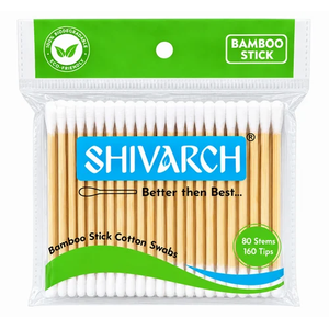 Coton-tiges en bambou, 80 bâtonnets – Écologiques, embouts en coton naturel - Product Image 1