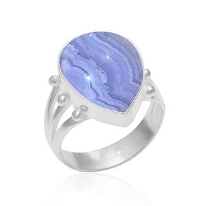Girls Fashion <b>Statement</b> Blue Lace Agate <b>Rings</b> for Women 925 Sterling <b>Silver</b> <b>Rings</b> Blue Lace Agate Jewelry Handmade <b>Rings</b> Jewelry - Product Image 1