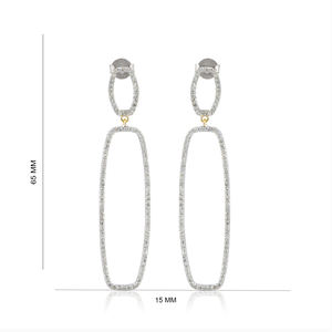 Pave Diamond 925 plata esterlina hecha a mano de una sola línea diamante diseñador pendientes colgantes joyería fina - Product Image 1