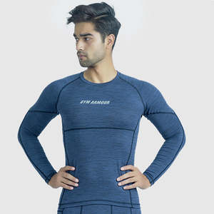Camiseta Deportiva de Manga Larga con Compresión Armour en Color Azul Marino - Product Image 3
