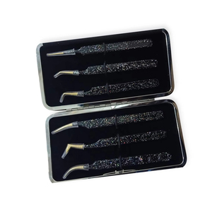 แหนบต่อขนตาสแตนเลสมืออาชีพการออกแบบที่น่าทึ่งและชุดปลายไฟเบอร์เคลือบ - Product Image 4