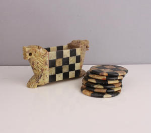 Posavasos de madera de acacia de fiesta de lujo (Juego de 4) posavasos de piedra - Product Image 4