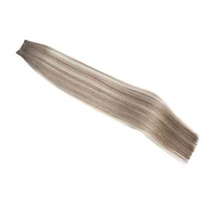 Remy Human <b>Hair</b> Micro Weft <b>Extensions</b> #7a/7a/60a Cool <b>Ash</b> Ice <b>Blonde</b> Balayage Double Drawn Straight Soft - Product Image 3