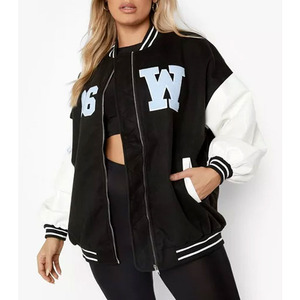 Wholesale Custom Winter Long Sleeve Baseball Breathable Fish Leather Varsity <b>Jacket</b> Cotton Lining Professional Quality Women's - Product Image 6