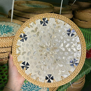 Set de table rond en rotin fait main avec élégante incrustation de nacre, vente en gros directe d'usine, logo personnalisé, Vietnam - Product Image 3