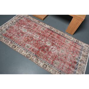 พรมตุรกีขนาด 3.3x6.8 ฟุต พรมลายวินเทจ พรมลายดอกไม้สีแดงน้ำเงิน - Product Image 4
