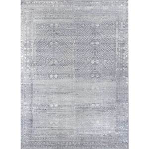 Alfombra de Lana Anudada a Mano Erbe Blue AKWL-1134 9x12 Rectangular con Patrón de Medallón para Decoración de Sala de Estar - Product Image 1