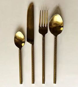 Bright <b>Gold</b> Polished With Fish Tail End Handle Solid Brass Embossed Traditional Art Design <b>Cutlery</b> <b>Set</b> High Quality Flatware <b>Set</b> - Product Image 3