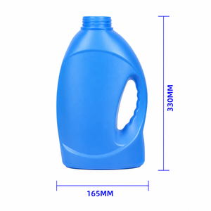 Bouteille ovale en plastique HDPE recyclable de 3000 ml avec poignée pour l'emballage de produits chimiques ménagers et de nettoyants liquides - Product Image 1
