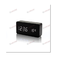 Jam meja Digital Modern dengan tampilan LED Alarm, tanggal, suhu, menunda, kecerahan dapat disesuaikan, desain ramping