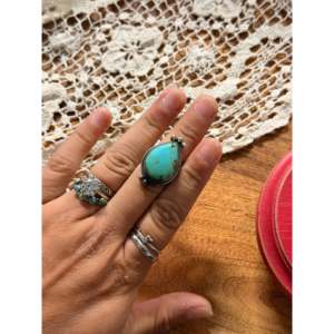 Scott Skeets Fine <b>Boho</b> Jewelry Kingman Turquoise & Sterling <b>Silver</b> <b>Ring</b> Vermeil Plating Size 6.25 Smooth Cut Stone Everyday Wear - Product Image 2