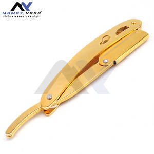 <b>Straight</b> Edge Barber Folding Shaving <b>Razor</b> Matte Golden Folding <b>Straight</b> <b>Razor</b> Stainless Steel Gold Customize Swing Lock <b>Razors</b> - Product Image 4