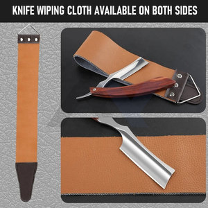 Lames de rasoir à lame droite de haute qualité en acier inoxydable, manche en bois pliable pour barbier, rasoir à barbe et à cheveux réglable, logo personnalisé - Product Image 3