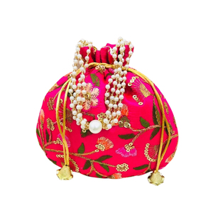 Indian Handmade Fabric Potli Clutch Embroidered Stylish Return Gifts for Weddings and Celebrations! - Product Image 1
