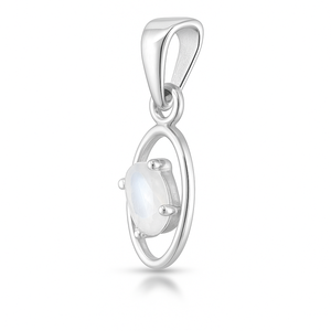 Pendentif en pierre de lune ovale plaqué rhodium en argent sterling - Bijoux minimalistes unisexes faits à la main 1,30 g - Product Image 2