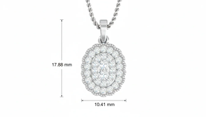 Modern Diamond Cluster Oval Double Halo Pendant 18K Gold with Real Diamonds Stylish Fine Jewelry Birthday or Anniversary Gift - Product Image 2
