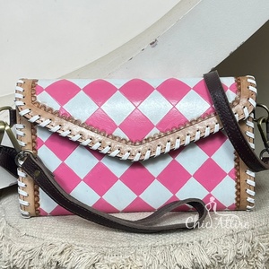 New High Grade Hot Selling New Arrival Lady Hand Clutch <b>Bag</b> Purse Handbag Women Hand Tooled Checkered Leather <b>Crossbody</b> Mini <b>Bag</b> - Product Image 1