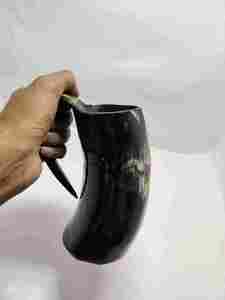 Taza de cuerno natural hecha a mano, taza de cerveza de estilo vikingo pulido, taza para beber de cuerno de búfalo Premium - Product Image 3