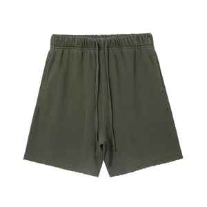 Shorts en molleton français 100% coton écologiques pour hommes, lavés à l'acide, vintage, unisexe, amples, respirants, shorts d'été 260Gsm personnalisés - Product Image 1