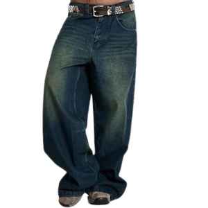 กางเกงยีนส์ขายาวสำหรับผู้หญิงทรงหลวมสีฟ้าบานออกซักได้แฟชั่น - Product Image 6