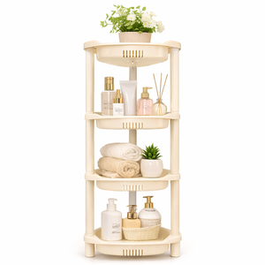 Organizador de Ducha de Plástico para Esquinas, Estante de Almacenamiento Triangular de 4 Niveles, Ecológico, Duradero, Ahorra Espacio, Desmontable - Product Image 4