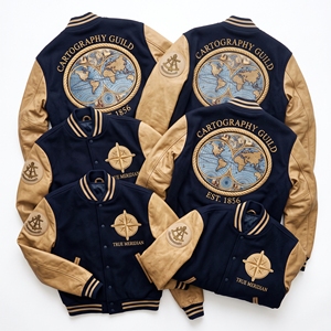 Apparel Factory Varsity Jacket Leather Sleeves Wool Timber Frame Joinery Embroidery Dovetail Patch Green <b>Coat</b> - Product Image 6