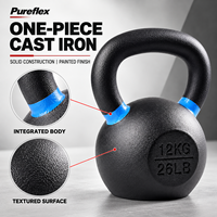 Kettlebell en fonte et caoutchouc Pureflex monobloc avec logo personnalisé, poignée large et base plate stable