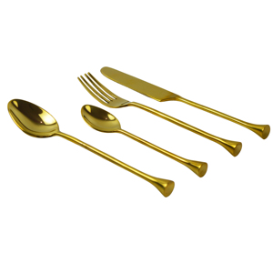 <b>Long</b> Handle Flatware Set Royal Cutlery Set Golden Brass Ribbed Handle With Pineapple Ended Design Spoon and <b>Knife</b> Cutlery Set - Product Image 4