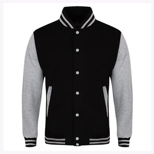 Men's Black Red Varsity Jacket Regular Fit Turn-down Collar <b>Button</b> Closure Casual Style Autumn Wear - Product Image 5