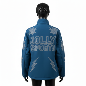 Chaqueta Softshell Premium para Mujer en Color Verde Azulado Intenso, Tejido Elástico Resistente con Logotipo de Pedrería Termoadhesivo Personalizado - Product Image 2