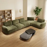 Canapé modulaire de luxe moderne en forme de L, inclinable et multifonctionnel, avec accoudoirs incurvés, ensemble de meubles de salon, pieds en bois, rembourrage en coton PP