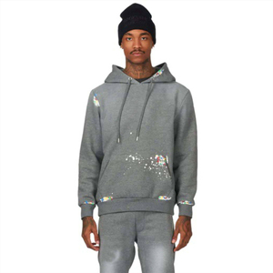 Mens Winter <b>Paint</b> Splatter Hoodie Streetwear Graphic Pullover Sweatshirt Casual Regular Fit Hip Hop Style Cotton Hooded Top - Product Image 1