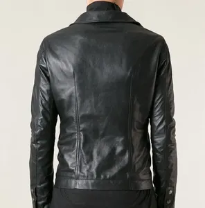 Chaqueta de cuero con cremallera rellena de plumón con logotipo personalizado para hombre cuello levantado estilo motorista de carreras de invierno nueva condición - Product Image 4