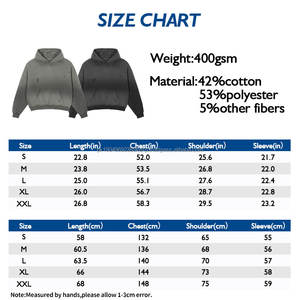 Sweat à capuche pour homme de qualité supérieure 400GSM, style streetwear, en molleton délavé, déchiré, à épaules tombantes, court - Product Image 3