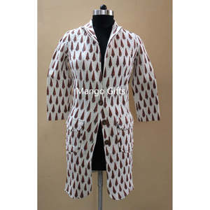 Women's Lightweight Quilted Cotton <b>Jacket</b> Printed <b>White</b> Fashion Wear for Summer - Product Image 1