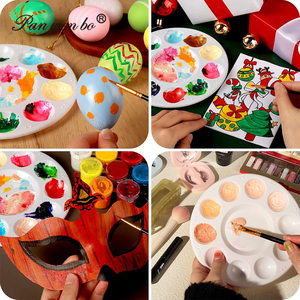 <span class=keywords><strong>Palette</strong></span> de peinture ronde en plastique acrylique pour artiste, plateau de mélange de peinture en plastique à 10 compartiments - Product Image 6