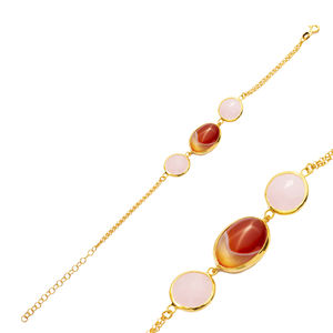 Oeil de tigre Quartz 22K Or Lunette Ovale Argent Bracelet Bijoux En Gros À La Main 925 Sterling Bijoux - Product Image 1