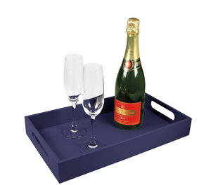 Ensemble de plateaux de Service en cuir personnalisés à la main plateau rectangulaire en métal Double poignée pour hôtel Hall maison indienne - Product Image 3