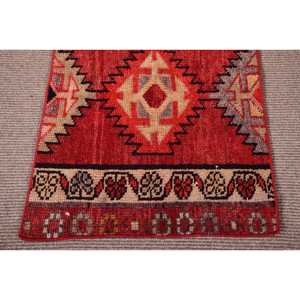 พรมขนาด 1.9x2.7 ฟุต, พรมวินเทจตุรกี, พรมขนสัตว์ลายเพสลีย์สีแดง - Product Image 5