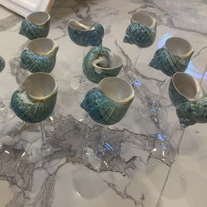 Verres de coquille naturelle en verre de vin de coquillage de luxe pour des événements côtiers et des stations de plage modernes du Vietnam - Product Image 1