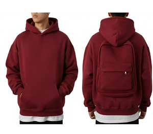 Private Label Men's <b>Backpack</b> Hoodie Custom Design Winter Streetwear Fashion Polyester/Cotton Plain Dyed Fleece <b>cheap</b> price - Product Image 2