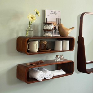 ชั้นวางของไม้ลอยสำหรับเก็บกระถางดอกไม้ศิลปะบนผนังที่สวยงาม-ซื้อเลย! - Product Image 1