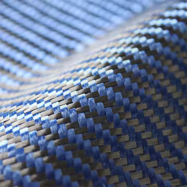 210g 2x2 Twill 3k Decorative Carbon Fibre Hybrid Fabric Incorporating Eye-catching Polyester Yarns