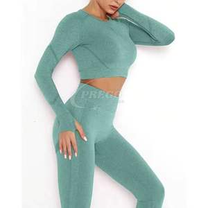 Private Label Seamless Yoga Sets <b>Crop</b> Top and Yoga <b>Leggings</b> Yoga Suit in Fitness Active Wear for <b>Women</b> 2-Piece Sets - Product Image 2